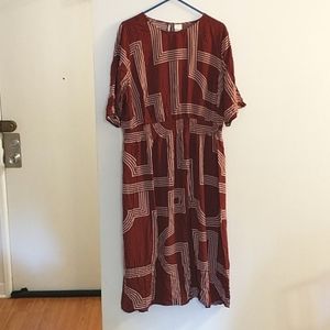 Midi length, geometric print dress